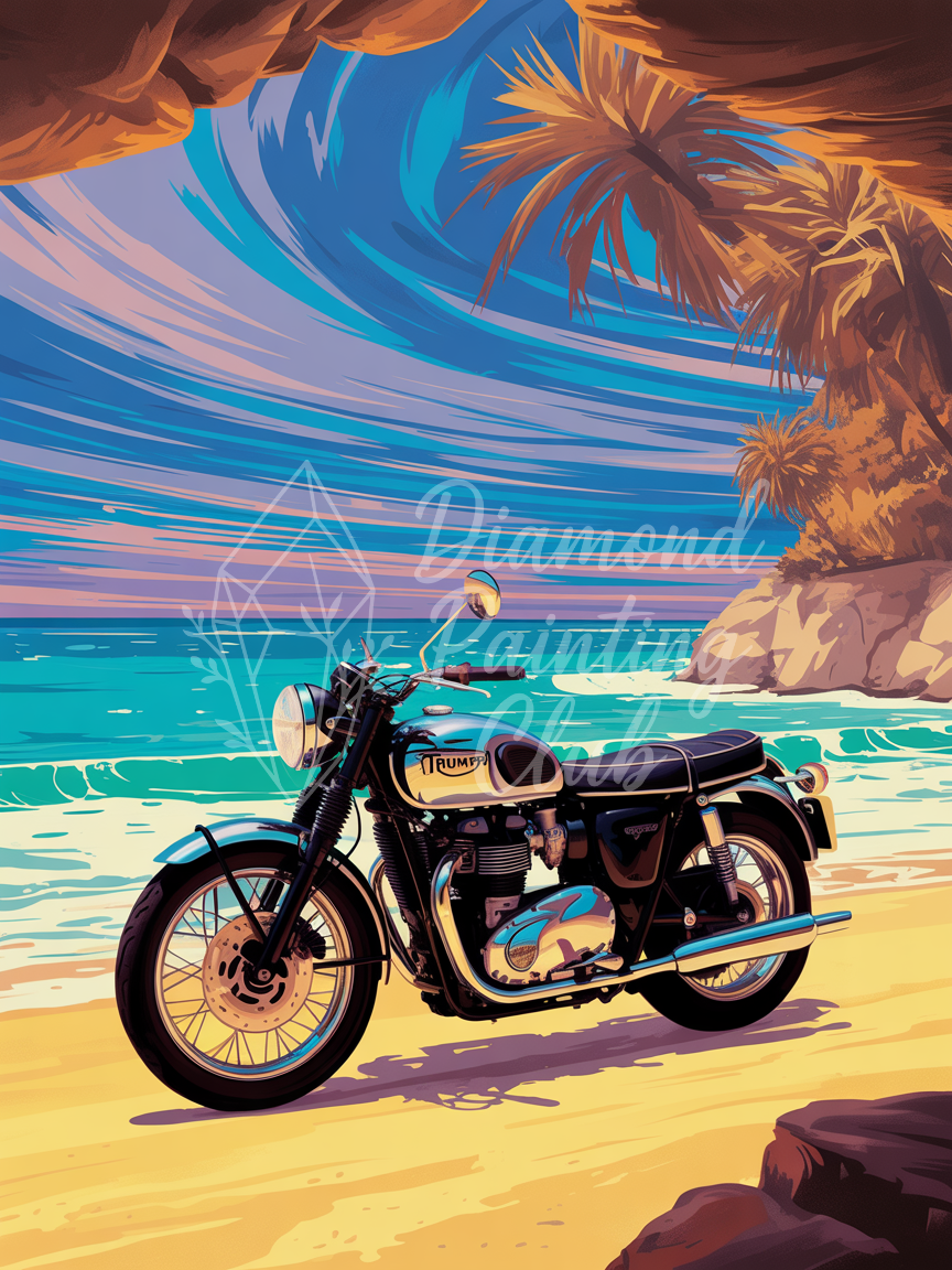 Broderie Diamant Moto Aquarelle