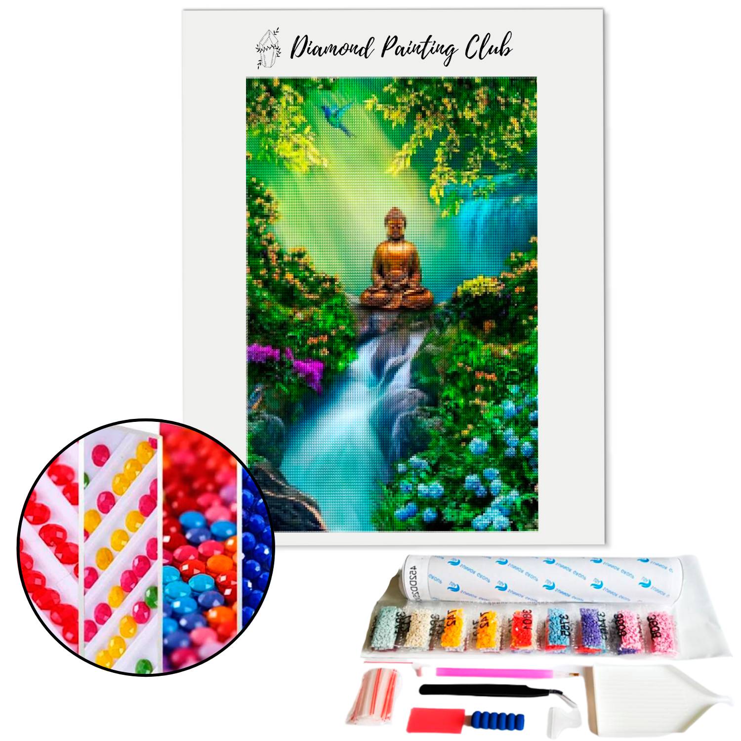 Broderie Diamant Moines en Méditation
