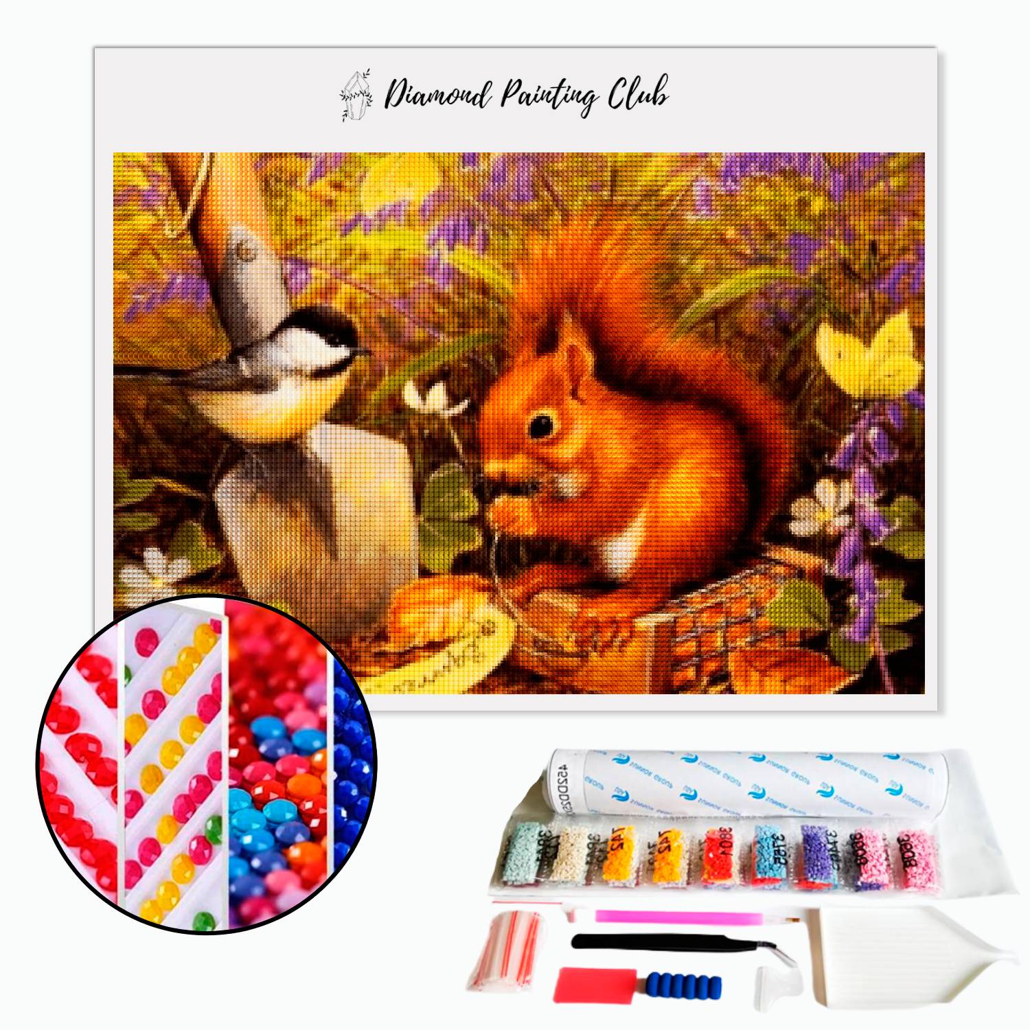 Kit Diamond Painting 5D Adulte – Toile 40x80cm Motif écureuil Hiver, Strass Scintillants