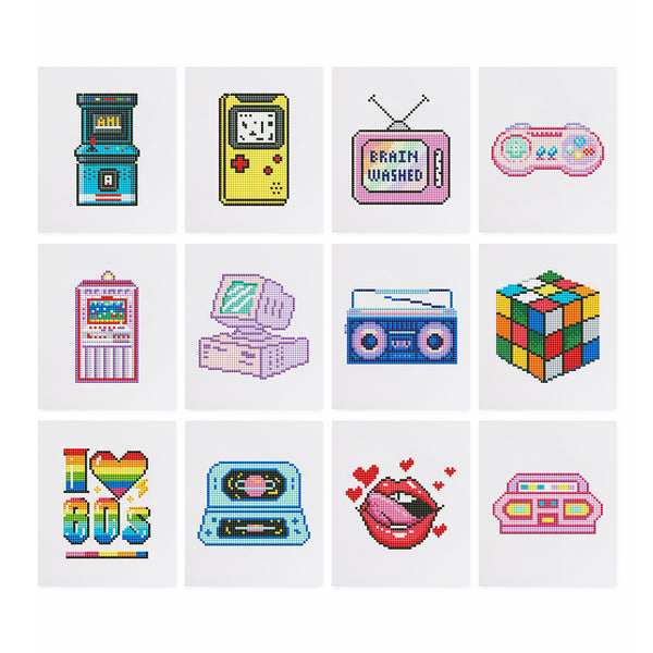 Mini Diamond Painting - Rétro Gaming & Années 80 (12 pièces)