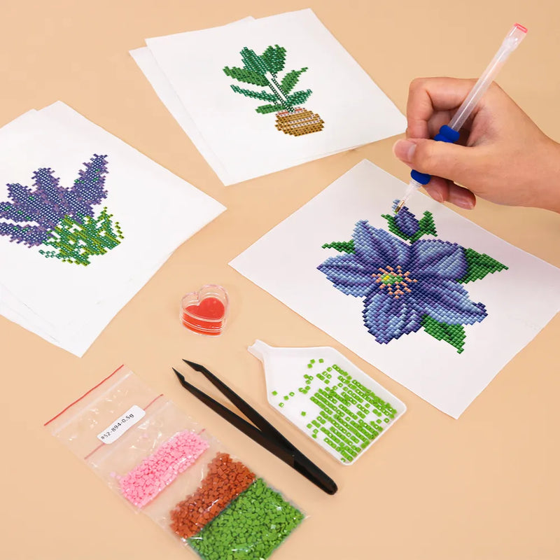 Mini Diamond Painting - Fleurs & Plantes (6 pièces)