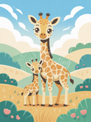 Broderie Diamant Mère et Bébé Girafe