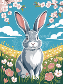 Broderie Diamant Lapin Printanier