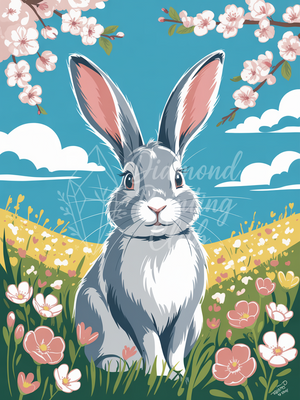 Broderie Diamant Lapin Printanier