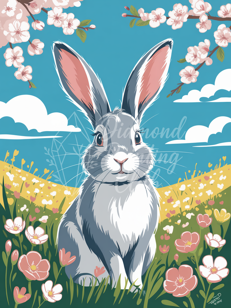 Broderie Diamant Lapin Printanier