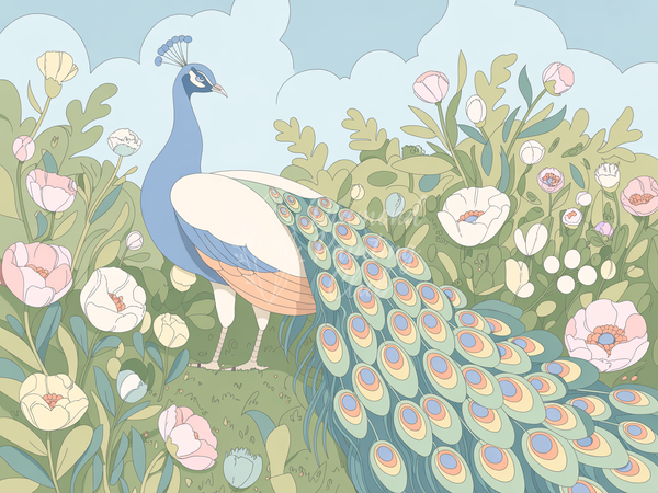 Broderie Diamant Paon Pastel