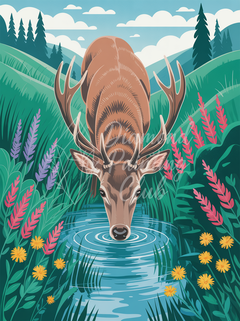 Broderie Diamant Biche Élégante