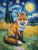 Broderie Diamant Renard Étoilée