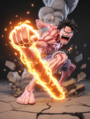 Broderie Diamant Luffy au Poing de Feu