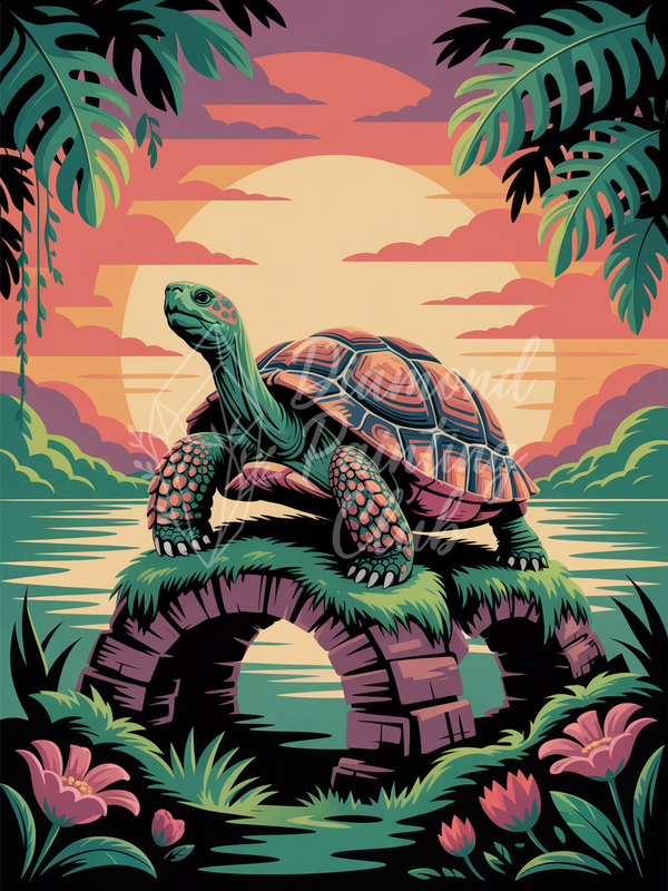 Broderie Diamant Tortue Pont Tropical