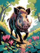 Broderie Diamant Sanglier Floral