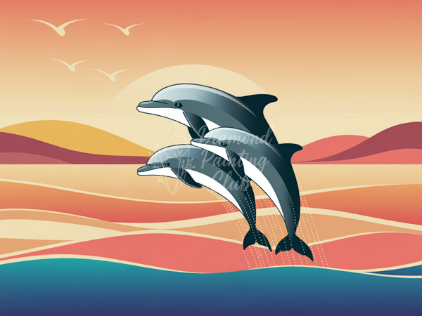 Broderie Diamant Dauphins Sautants
