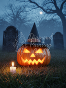 Broderie Diamant Citrouille Sorcière d'Halloween