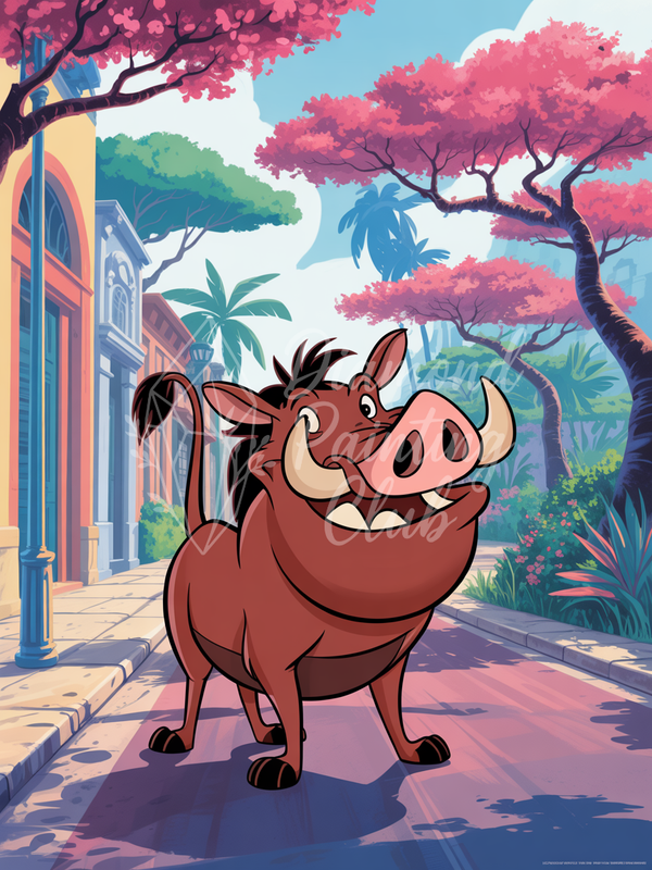 Broderie Diamant Pumbaa en Ville Tropicale