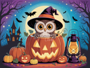 Broderie Diamant Chouette Sorcière d'Halloween