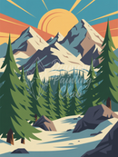 Broderie Diamant Montagne Soleil