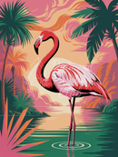 Broderie Diamant Flamant Solitaire Tropical