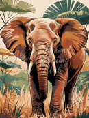 Broderie Diamant Éléphant Majestueux