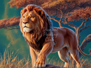 Broderie Diamant Lion Majestueux au Crépuscule