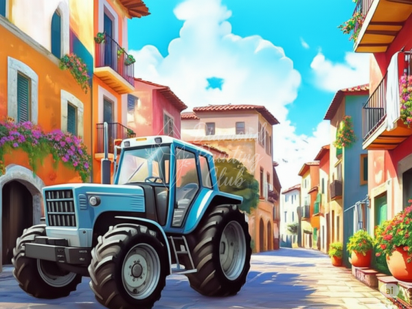 Broderie Diamant Tracteur en Ville