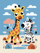 Broderie Diamant Girafe et Zèbre