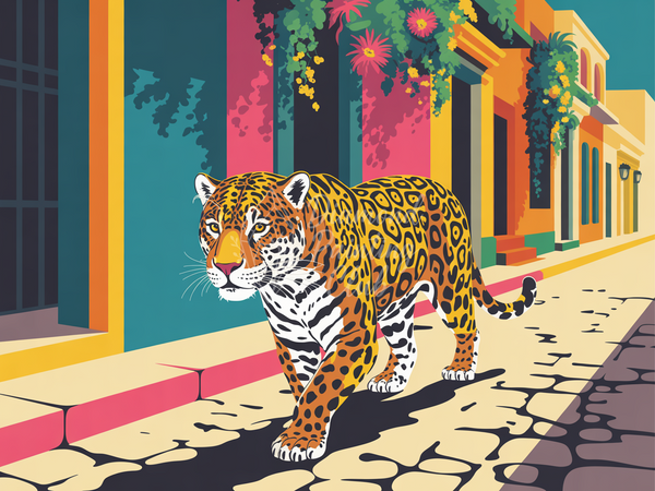 Broderie Diamant Jaguar en Ville