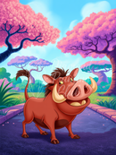 Broderie Diamant Pumbaa dans le Jardin Fleuri