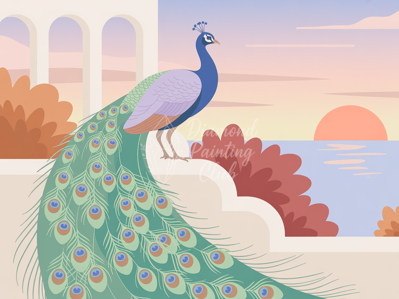 Broderie Diamant Paon Méditerranéen