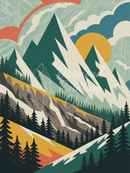 Broderie Diamant Montagnes Neige