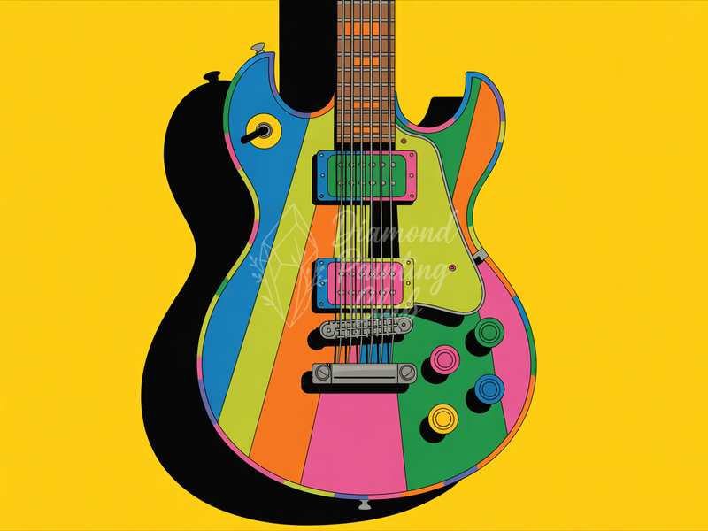 Broderie Diamant Guitare Kaleidoscopique