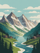 Broderie Diamant Montagne Sérène