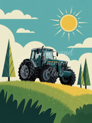 Broderie Diamant Tracteur Vintage