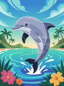 Broderie Diamant Dauphin Joyeux