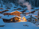 Broderie Diamant Village sous la Neige