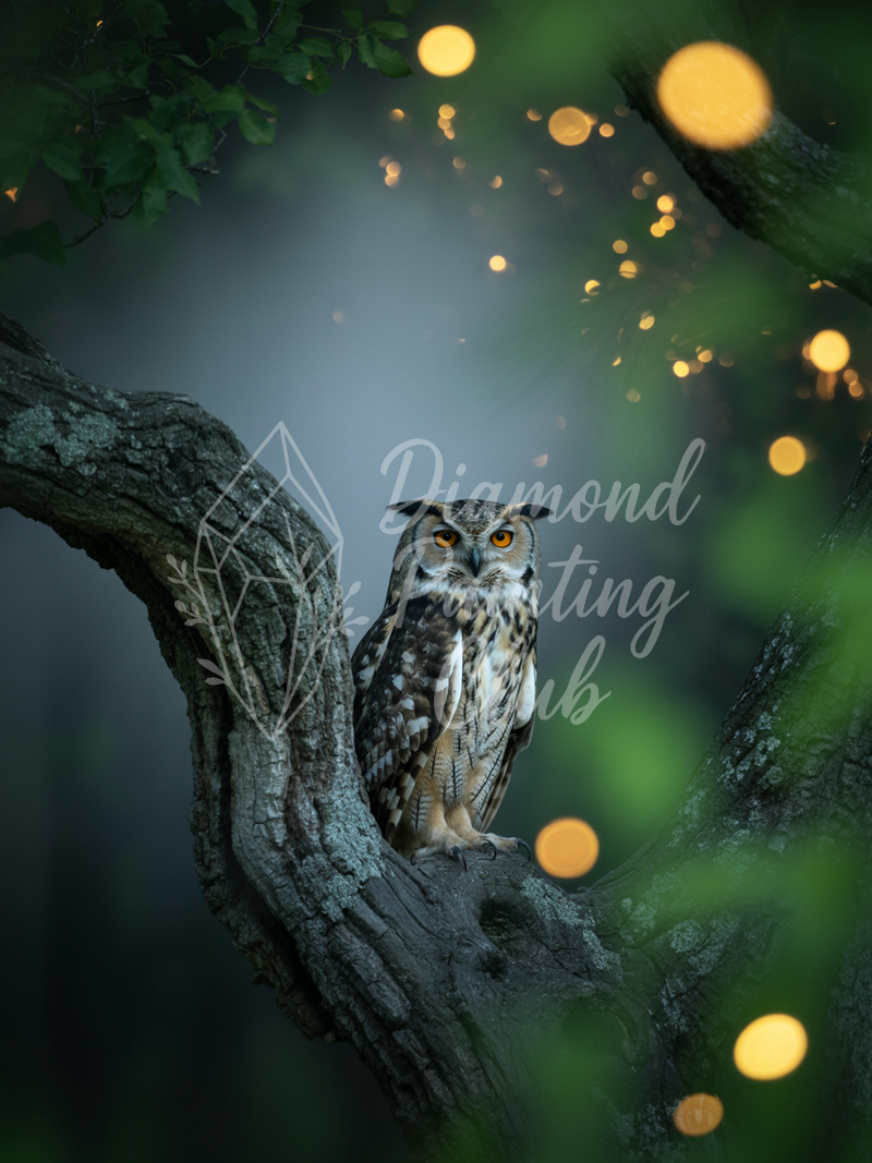 Broderie Diamant Chouette Nocturne Mystique