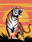 Broderie Diamant Tigre Rugissement