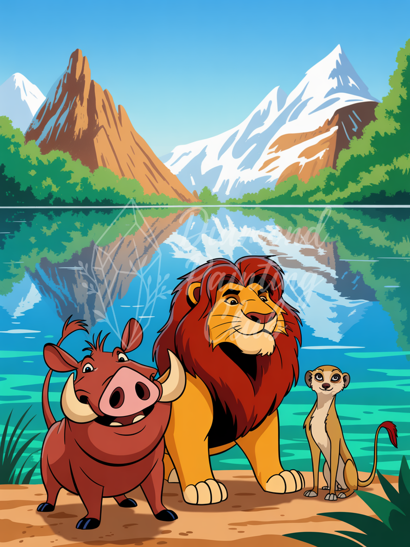 Broderie Diamant Trio d'Amis près du Lac