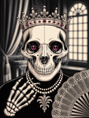 Broderie Diamant Reine Squelette Royale