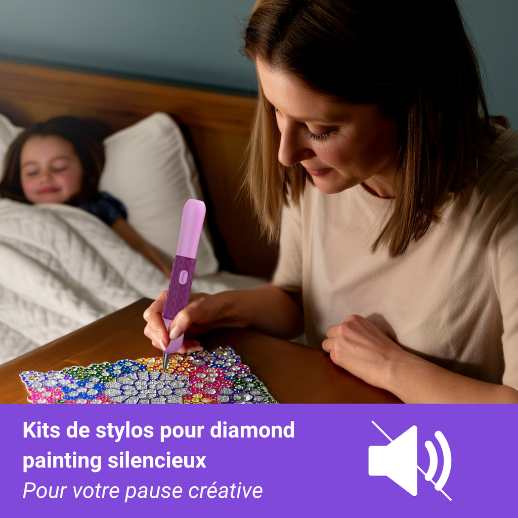 Stylo Électrique Diamond Painting Rechargeable - 3 Niveaux D'Aspiration, Batterie 400mAh, 2 Embouts - Accessoire Loisirs Créatifs - 8