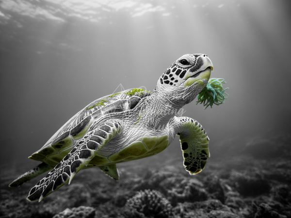 Broderie Diamant Tortue Marine Sépia