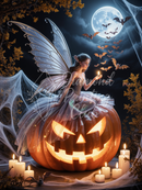 Broderie Diamant Fée Citrouille Halloween