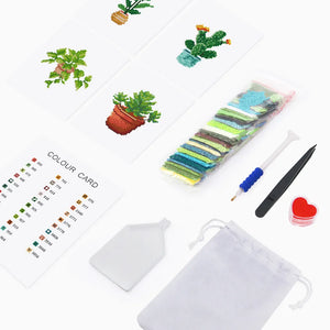 Mini Diamond Painting - Plantes en Pot (4 pièces)