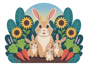Broderie Diamant Famille de Lapins