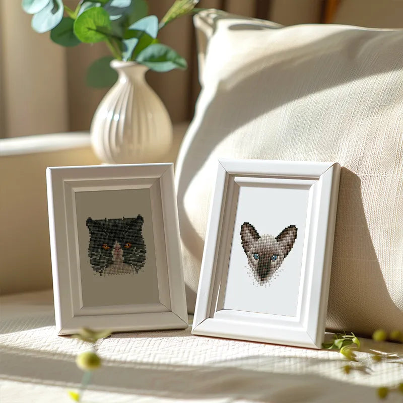 Mini Diamond Painting - Têtes de Chats (4 pièces)