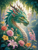 Broderie Diamant Dragon Jardin