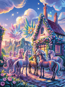 Broderie Diamant Rassemblement Licornes