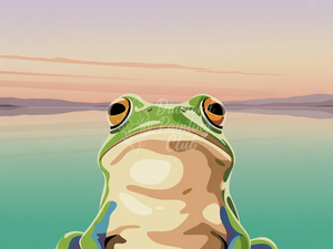 Broderie Diamant Grenouille Vue sur Lac