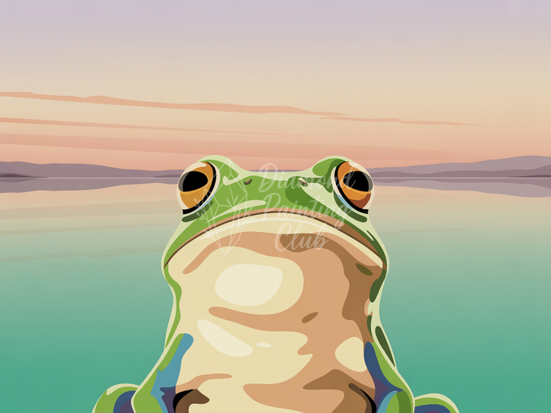 Broderie Diamant Grenouille Vue sur Lac