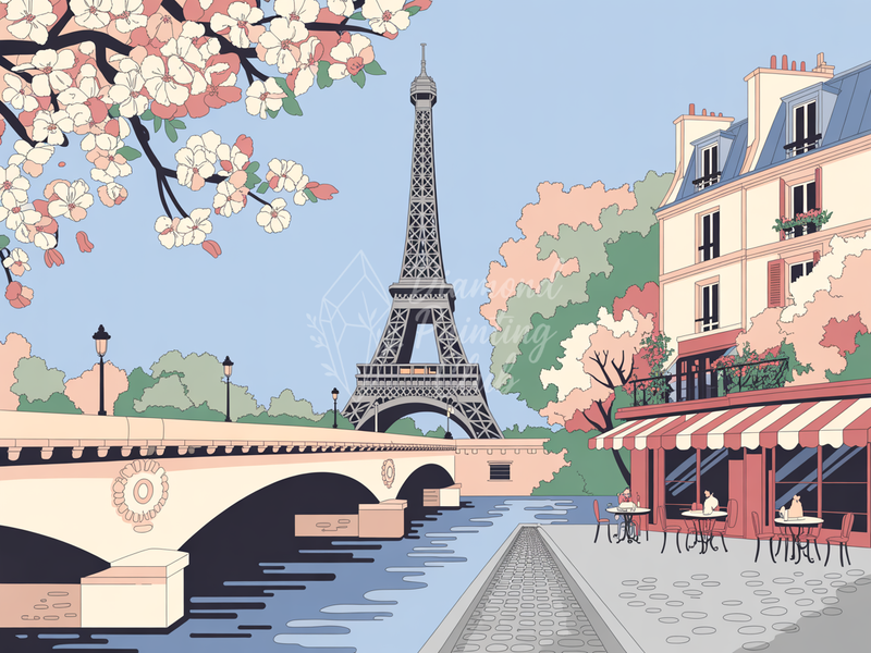 Broderie Diamant Café Parisien Fleur