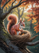 Broderie Diamant Écureuil dans son Nid